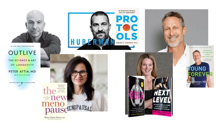 Health experts authors and longevity books collage