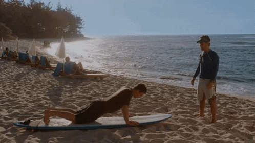 Beach workout with message do less not more